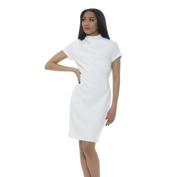 ALEXIA ADMOR Sadee Dress Light Ivory White Size Large - Picture 2 of 14